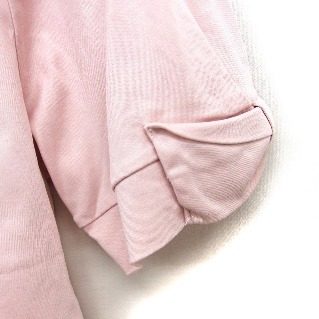 エフデ ef-de ボートネック カットソー Tシャツ リボン スリット コットン混 五分袖 9 ピンク /NT19 レディース