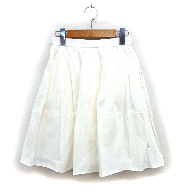 エフデ ef-de フレア スカート ひざ丈 透け感 ギャザー バックジップ 7 オフホワイト /NT26 レディース