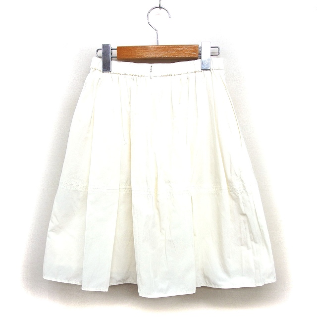 エフデ ef-de フレア スカート ひざ丈 透け感 ギャザー バックジップ 7 オフホワイト /NT26 レディース