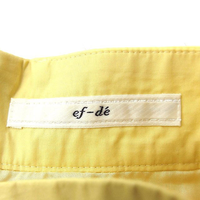 エフデ ef-de タック フレアスカート ひざ丈 リボンベルト 無地 コットン 綿 9 イエロー 黄 /FT9 レディース