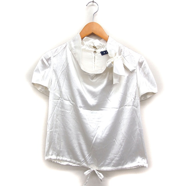 美品 M'S GRACY フリルカシュクールブラウス 白サイズ38*ED1184 fifth（フィフス）の「フリルカシュクールデザインブラウス