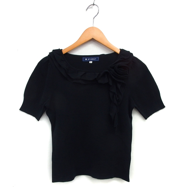 M's Gracy ピンク リボン付き 五分袖 カットソー 新品タグ付き 38