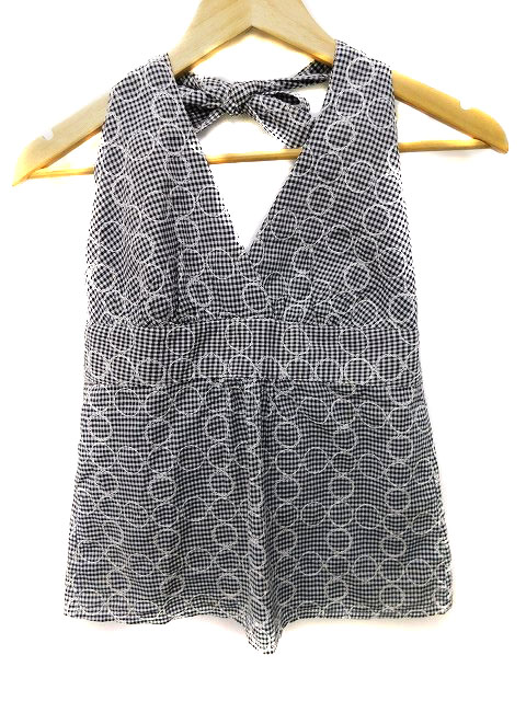 シンプリシテェ Simplicite ホルターネック キャミソール ギンガムチェック 刺繍 白 黒 ホワイト ブラック レディース 173 ベクトルパーク