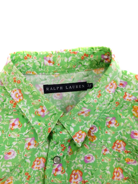 『希少サイズ』　90s ラルフローレン　花柄シャツ　上品　グリーン　【XXL】 ラルフローレン RALPH LAUREN シャツ スタンダード 花柄 長袖 3f