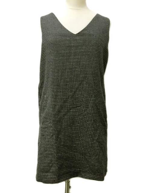 チャオパニック Ciaopanic ワンピース Iライン ミニ Vネック チェック柄 ノースリーブ 白 黒 ホワイト ブラック レディース 173 ベクトルパーク