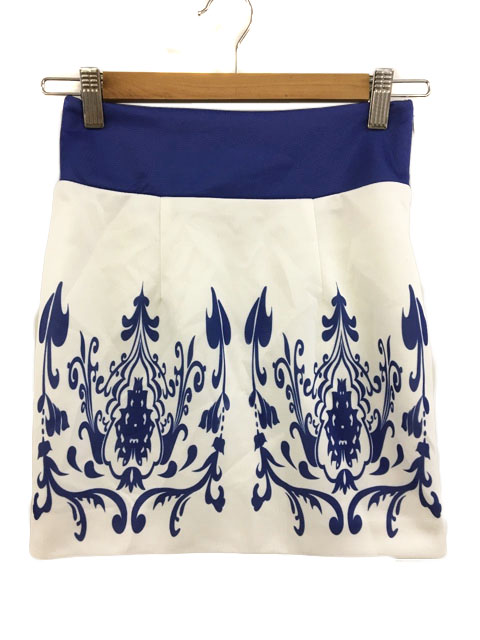 リップサービス Lip Service スカート タイト ミニ タック 総柄 白 青 ホワイト ブルー レディース 173 ベクトルパーク