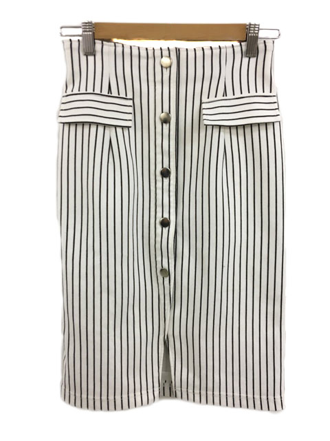 セシルマクビー Cecil Mcbee スカート タイト ミモレ丈 ストライプ S 白 黒 ホワイト ブラック レディース 173 ベクトルパーク