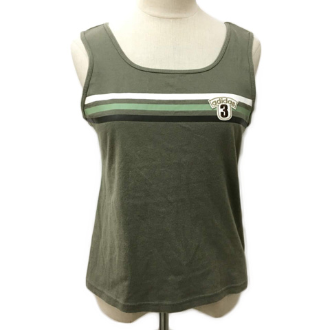 アディダス Adidas タンクトップ プルオーバー Uネック ロゴ プリント 刺繍 J L 緑 白 グリーン ホワイト レディース 173 ベクトルパーク