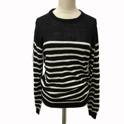 ナノユニバース Nano Universe セーター ニット クルーネック ボーダー リネン M 黒 白 ブラック ホワイト レディース 173 ベクトルパーク
