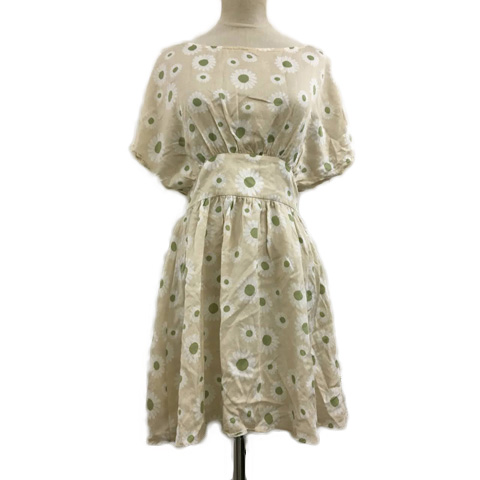 デイシー Deicy ワンピース フレア ミニ 花柄 レース 半袖 F ベージュ 白 ホワイト レディース 173 ベクトルパーク