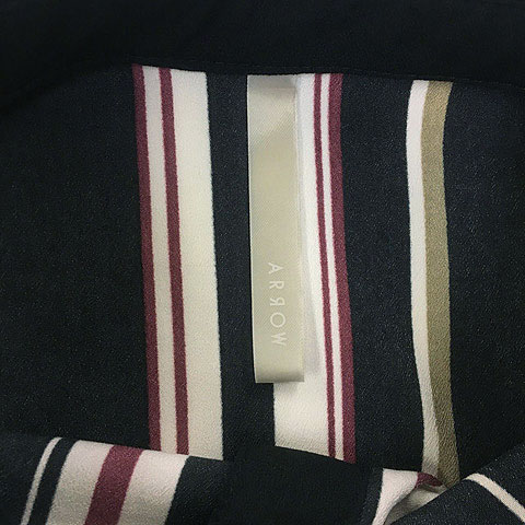 アロー Arrow ワンピース フレア ロング ストライプ 長袖 M 白 黒 ホワイト ブラック レディース 173 ベクトルパーク