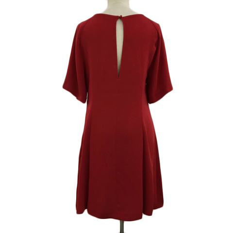 ザラ ベーシック Zara Basic ワンピース フレア ミニ バックオープン 無地 五分袖 Usa M 赤 レッド レディース 173 ベクトルパーク