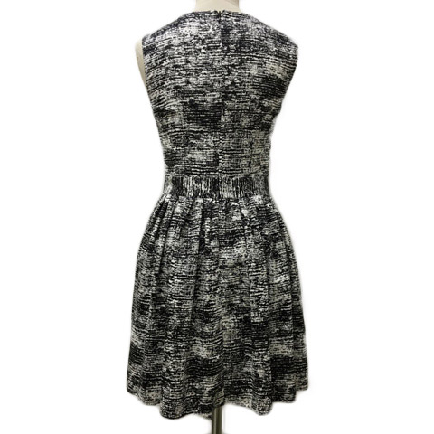 エモダ Emoda ワンピース フレア ひざ丈 総柄 ノースリーブ S 黒 白 ブラック ホワイト レディース 173 ベクトルパーク