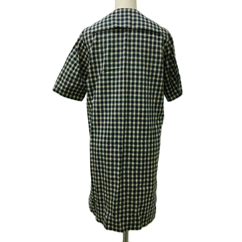 イーストボーイ East Boy ワンピース Iライン ひざ丈 チェック 半袖 9 紺 緑 ネイビー グリーン レディース 173 ベクトルパーク