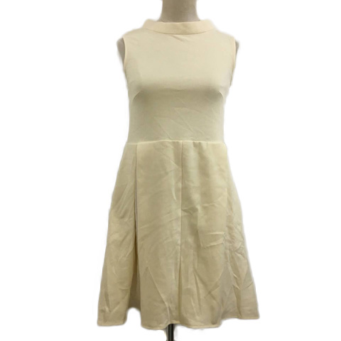 ダズリン Dazzlin ワンピース フレア ミニ ボックスプリーツ リボン ノースリーブ S ベージュ 白 ホワイト レディース 173 ベクトルパーク