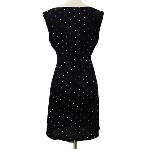 ローラアシュレイ Laura Ashley ワンピース フレア ミニ Vネック ドット ノースリーブ Eur 40 黒 ベージュ ブラック レディース 173 ベクトルパーク