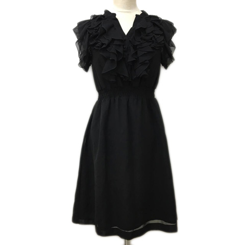 レイビームス Ray Beams ワンピース フレア 切替 ミニ フリル フレンチスリーブ 黒 ブラック レディース 173 ベクトルパーク