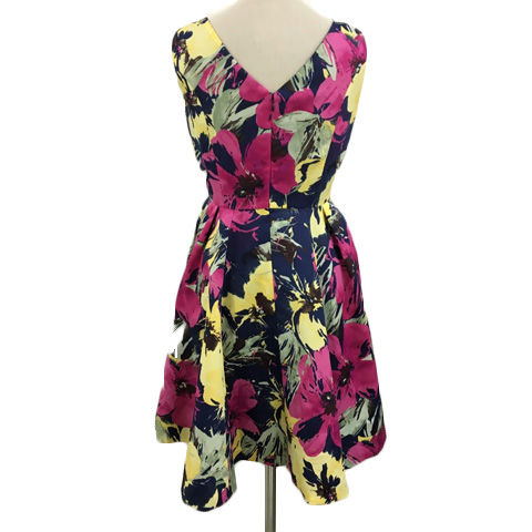 アンドクチュール And Couture ワンピース フレア ミニ Vネック 花柄 ノースリーブ 36 黄 ピンク イエロー レディース 173 ベクトルパーク