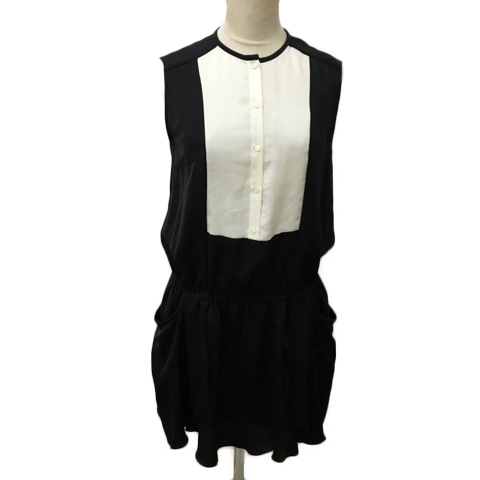 シンゾーン Shinzone Mydartagnan ワンピース フレア ミニ フリル 切替 ノースリーブ 36 黒 白 ブラック ホワイト レディース 173 ベクトルパーク