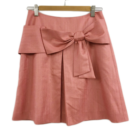 ボンメルスリー Bon Mercerie スカート フレア ミニ ボックスプリーツ リボン 38 ピンク レディース 173 ベクトルパーク