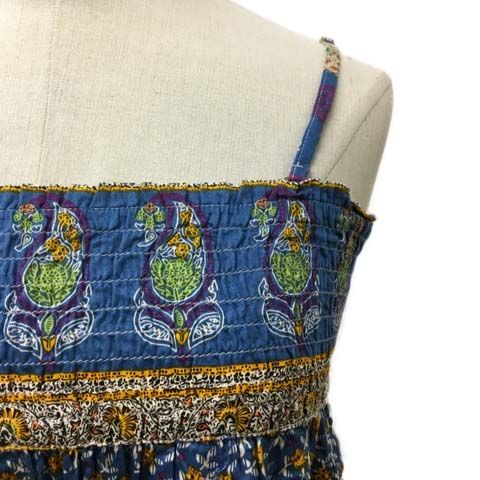 グリーンレーベルリラクシング ユナイテッドアローズ Green Label Relaxing ワンピース キャミソール フレア ロング ペイズリー柄 総柄 ノースリーブ マルチカラー ベージュ 青 ブルー レディース 173 ベクトルパーク