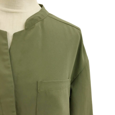 ナチュラルビューティーベーシック Natural Beauty Basic ワンピース Iライン ロング スタンドカラー キーネック スリットネック 比翼仕立て 無地 長袖 M 緑 カーキ グリーン レディース 173 ベクトルパーク