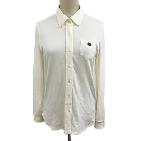 パーリーゲイツ Pearly Gates シャツ ボタンダウン ワッペン 長袖 0 白 ベージュ ホワイト レディース 173 ベクトルパーク