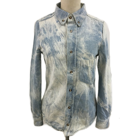 フリーズマート Free S Mart Denim シャツ ボタンダウン デニム ウオッシュ加工 長袖 S 水色 白 ライトブルー ホワイト レディース 173 ベクトルパーク