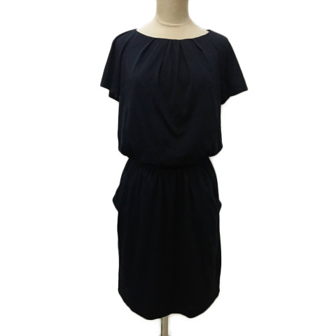 23区 オンワード樫山 ワンピース フレア ひざ丈 フレンチスリーブ 半袖 36 紺 ネイビー レディース 173 ベクトルパーク