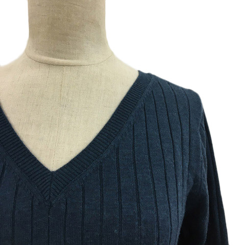 N Natural Beauty Basic N ナチュラルビューティーベーシック ワンピース ニット Iライン ロング 長袖 M 緑 青 グリーン ブルー レディース 173 ベクトルパーク