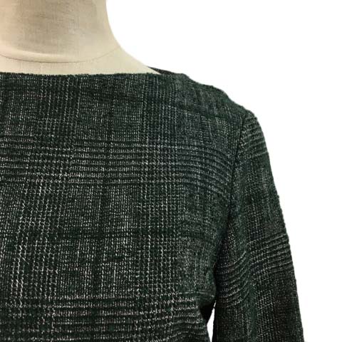 ザラウーマン Zara Woman ワンピース Aライン ミニ ボートネック ツイード調 ベルト付き 長袖 Usa S 緑 白 グリーン ホワイト レディース 173 ベクトルパーク