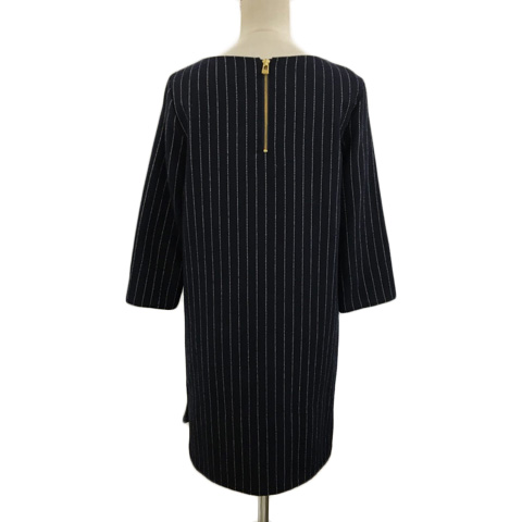 ロペピクニック Rope Picnic ワンピース Iライン ミニ ストライプ 七分袖 38 紺 白 ネイビー ホワイト レディース 173 ベクトルパーク