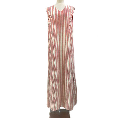 ドロシーズ Drwcys ワンピース Iライン ロング ストライプ リネン ノースリーブ 1 赤 白 レッド ホワイト レディース 173 ベクトルパーク