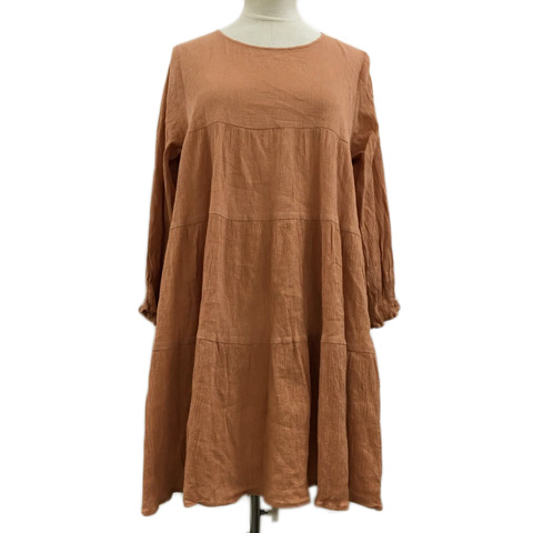 ダブルクローゼット W Closet ワンピース Aライン ミニ ティアード 無地 長袖 オレンジ レディース 173 ベクトルパーク