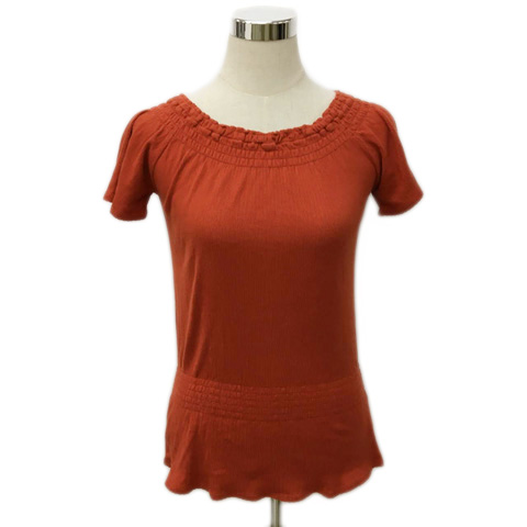 マウジー Moussy カットソー プルオーバー オフショルダー リブ 無地 半袖 Free 赤 レッド レディース 173 ベクトルパーク