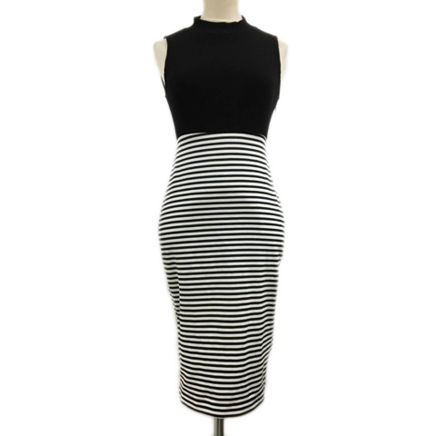 デュラス Duras ワンピース Iライン コクーン ひざ丈 ボーダー ノースリーブ F 白 黒 ホワイト ブラック レディース 173 ベクトルパーク