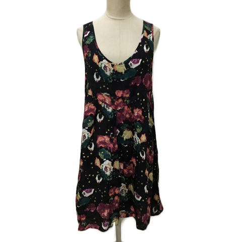 ビュルデサボン Bulle De Savon ワンピース Aライン ミニ 総柄 ラメ ノースリーブ F 黒 紫 ブラック パープル レディース 173 ベクトルパーク