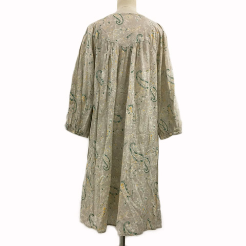 ジャーナルスタンダード Journal Standard ワンピース Aライン プルオーバー ひざ丈 ペイズリー 総柄 長袖 ベージュ 緑 グリーン レディース 173 ベクトルパーク