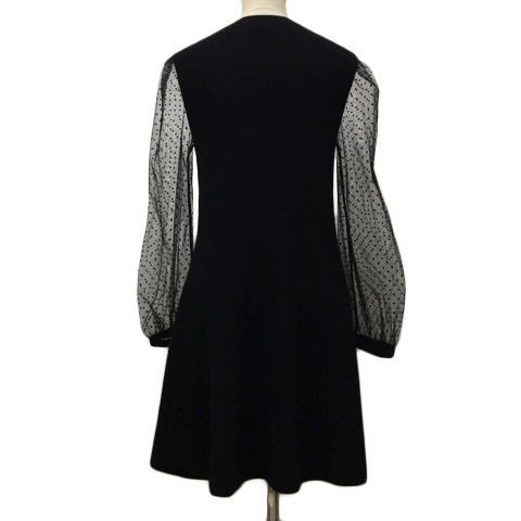 スナイデル Snidel ワンピース フレア ミニ ニット クルーネック シースルー ドット アンゴラ混 長袖 F 黒 ブラック レディース 173 ベクトルパーク