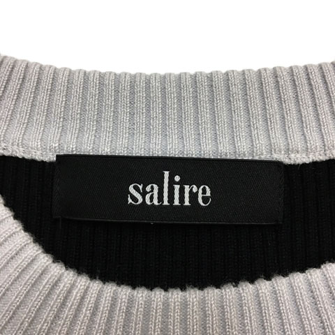 サリア Salire ワンピース Iライン タイト ミニ ニット リブ ビジュー ノースリーブ M 黒 グレー ブラック レディース 173 ベクトルパーク