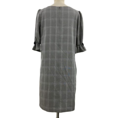 ルゥデルゥ Rew De Rew ワンピース Iライン ミニ グレンチェック 七分袖 M グレー 黒 ブラック レディース 173 ベクトルパーク