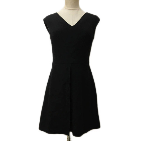 セオリー Theory ワンピース フレア ミニ ラップ風 無地 シルク ノースリーブ 2 黒 ブラック レディース 173 ベクトルパーク