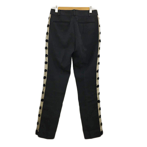 ラウラ Laula パンツ テーパード ロング 切替 レース フラワーモチーフ 