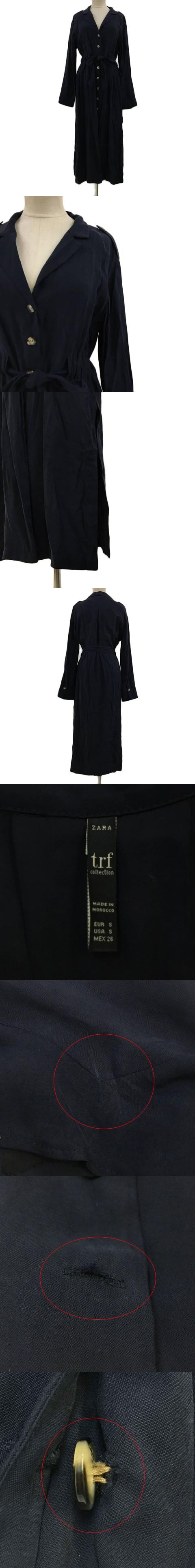 人気定番の ザラ Zara Trf Collection コート ワンピース シャツ ロング テーラード リボン 無地 長袖 Usa S 紺 ネイビー レディース Catalasarenas Com