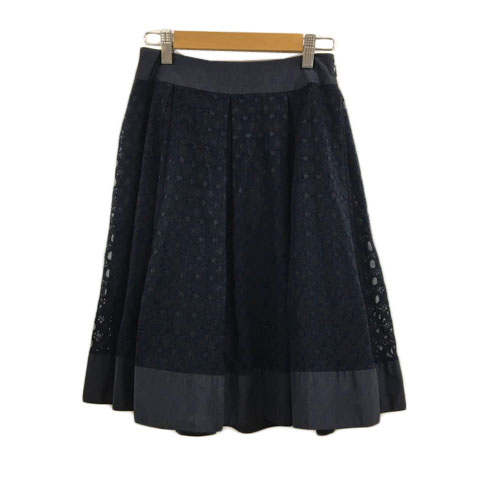 エムプルミエ ブラック M-Premier BLACK スカート フレア 膝丈 タック  