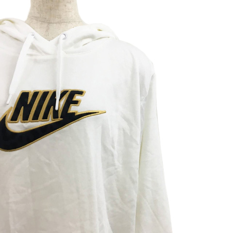 ナイキ NIKE パーカー プルオーバー フーディー 裏起毛 ロゴ 刺繍 長袖 L 白 ホワイト レディース 173-902211080152