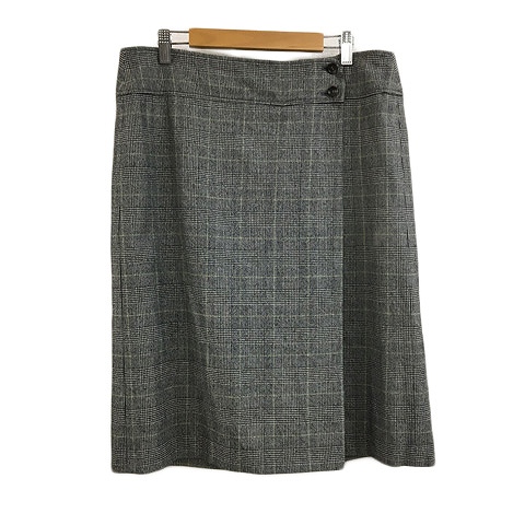 キース KEITH スカート 台形 ひざ丈 グレンチェック ラップ風 ウール  