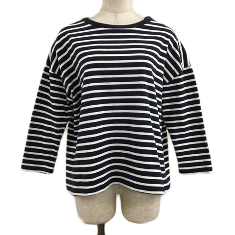 niko andニコアンド★ネイビーXオフホワイトボーダー綿麻変形ゆるパンツ★ SALE／70%OFF透かしMIXボーダーニットプルオーバー niko