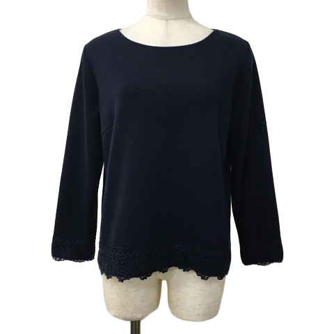 ナチュラルビューティーベーシック カットソー プルオーバー 無地 長袖 M 黒 中古ナチュラルビューティーベーシック カットソー プルオーバー