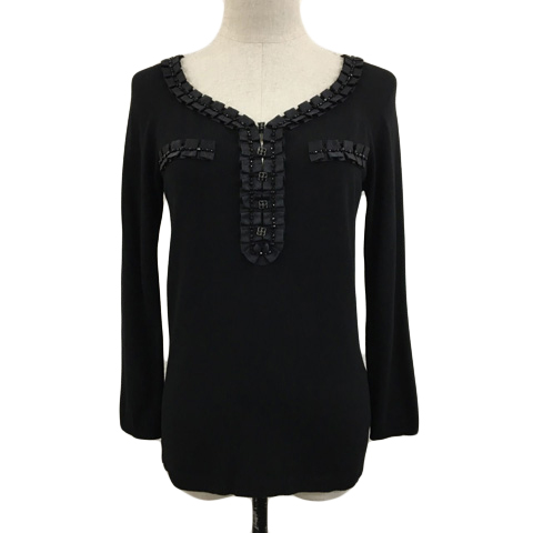 エポカ EPOCA セーター ニット プルオーバー Vネック フリル ビーズ  